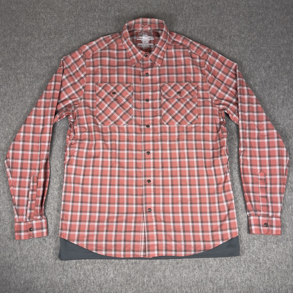 Vertx Shirt Mens Large Red Plaid Long Sleeve Button Up Lined Tactical Stretch